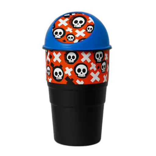 Mini Car Dustbin with Sticker Design | For Car, Office & Home(Blue Skull)