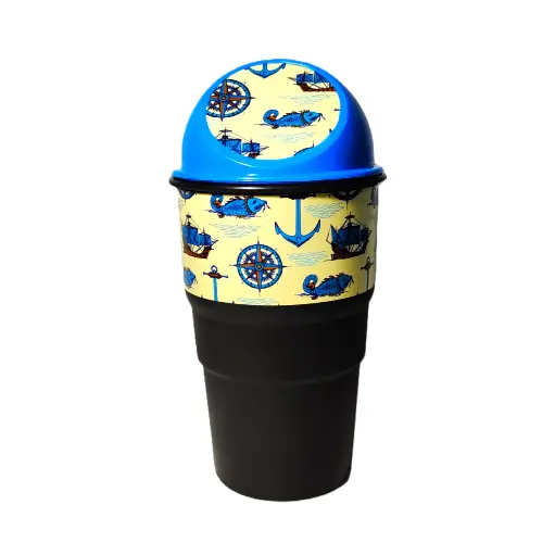 Mini Car Dustbin with Nautical Sticker Design